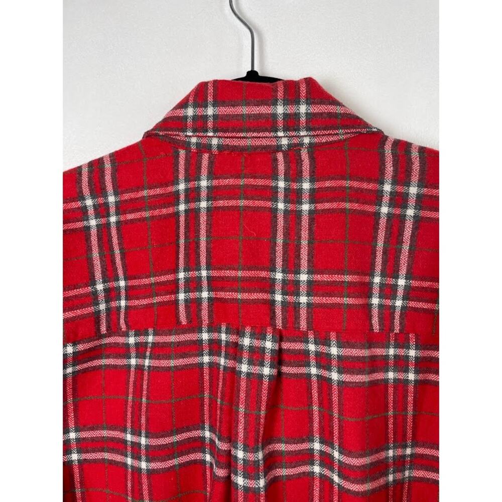 Red Flannel Shirt Womens Size Small Plaid Button Up Shirt Long Sleeve Knit‎ Top - Picture 11 of 16
